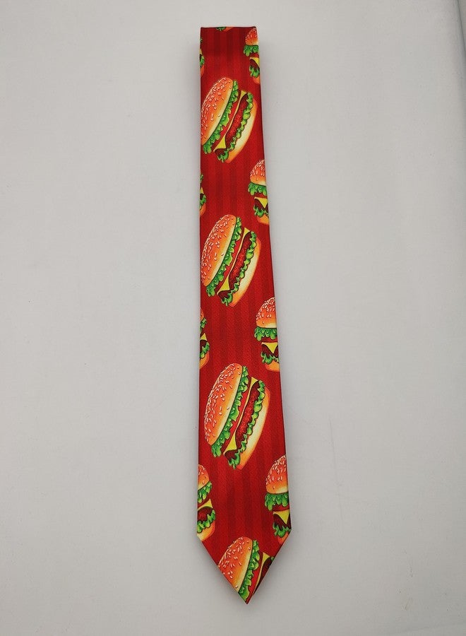 Giinly Hamburger Red Food Mens Ties Funny Long Neckties For Men Big And Tall, 61'' Xl Neck Tie - Image 3